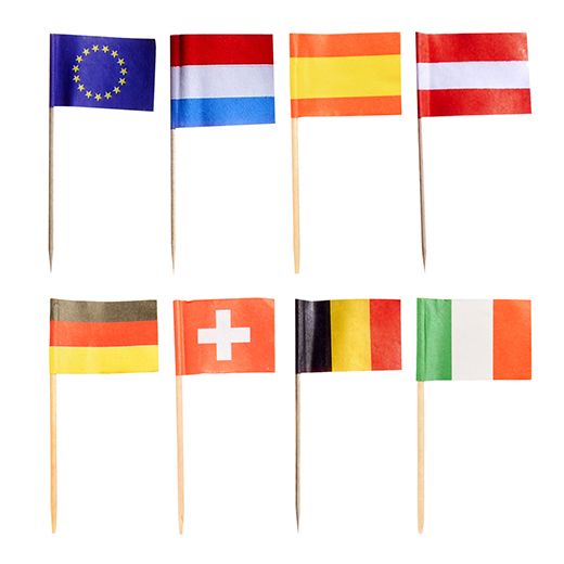 Cocktailprikkers met Europese vlaggen 8 cm, vlagprikkers, kaasprikkers 1