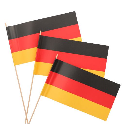 Papieren Duitse vlag op stokje H 38,5  1