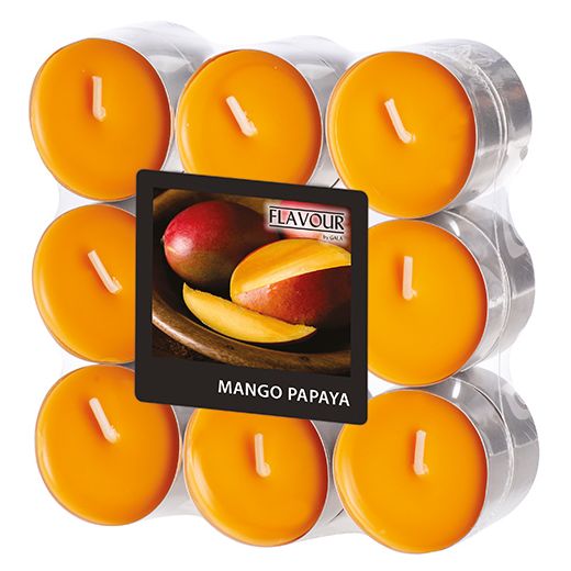 "Flavour by GALA" Geurkaars Ø 37,5 mm · 16,6 mm perzik - Mango-Papaya 1