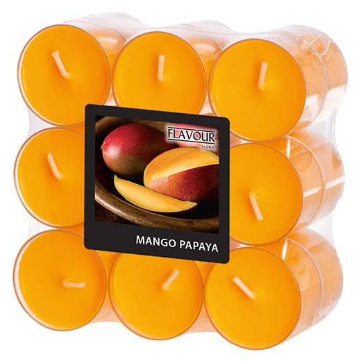 Geurtheelichten, geurende theelichtjes "Flavour" Ø 38 mm · 24 mm perzik - geur mango & papaja 1