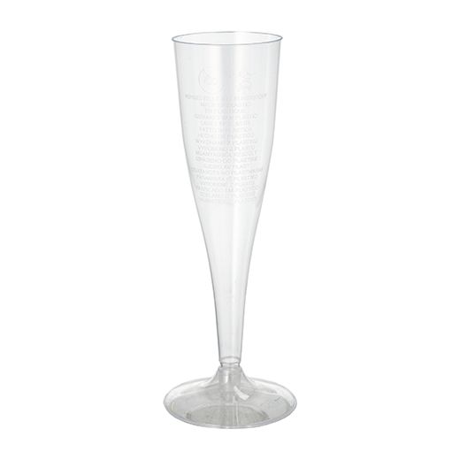 Champagne flutes, PS 0,1 l Ø 5 cm · 17,5 cm wegwerp, champagne glazen met glasheldere voet, 2-delig 1