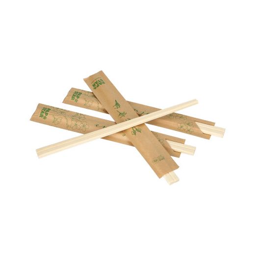 Eetstokjes chopsticks van hout 21 cm in hoesje, per paar verpakt 1