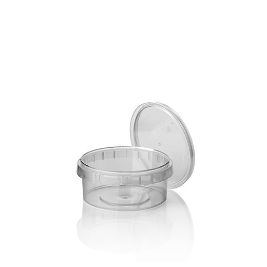 Delicatessen cup, PP 240 ml Ø 9,5 cm · 5,6 cm transparant met tamper-proof sluiting 1