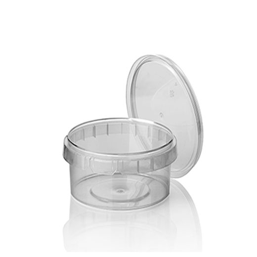 Delicatessen cup, PP 480 ml Ø 11,8 cm · 7 cm transparant met tamper-proof sluiting 1