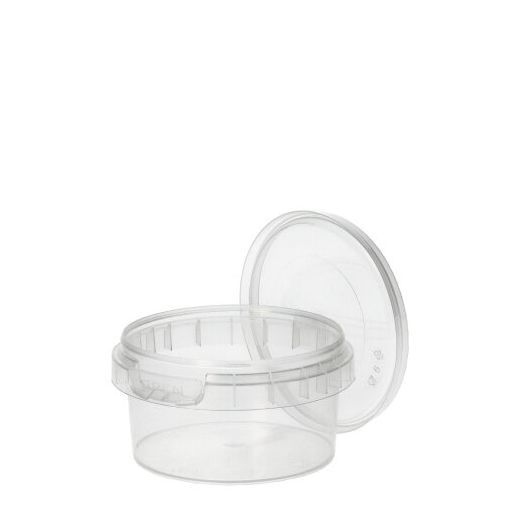 Delicatessen cup, PP rond 80 ml Ø 6,9 cm · 3,65 cm transparant met tamper-proof sluiting 1