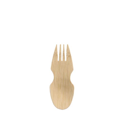 Houten fingerfood spork bamboe "pure" 8,5 cm, amuse vorklepel 1