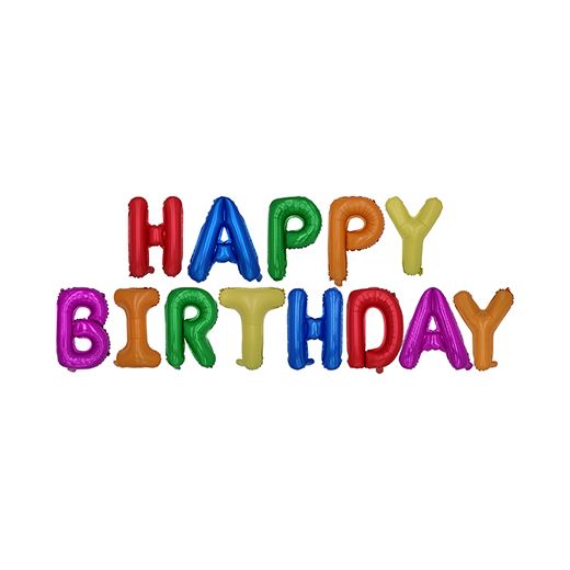Folie ballonnen set assorti kleuren "Happy Birthday" 1