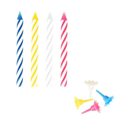 Verjaardagskaarsjes met houders 6 cm assorti kleuren 1