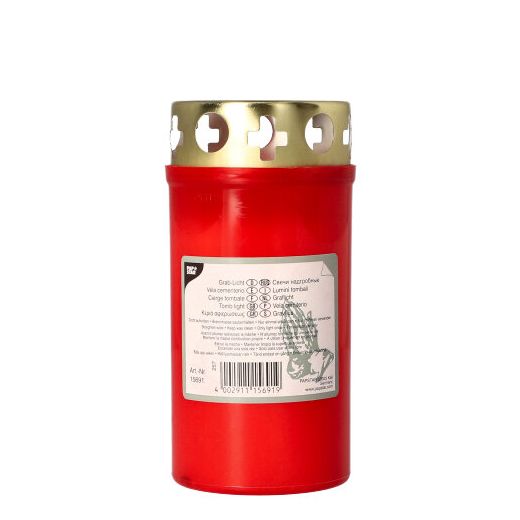 Graflicht T3 met goudendeksel Ø 6,4 cm · 12,5 cm rode houder 1