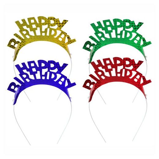 Diadeem assorti kleuren "Happy Birthday" 1