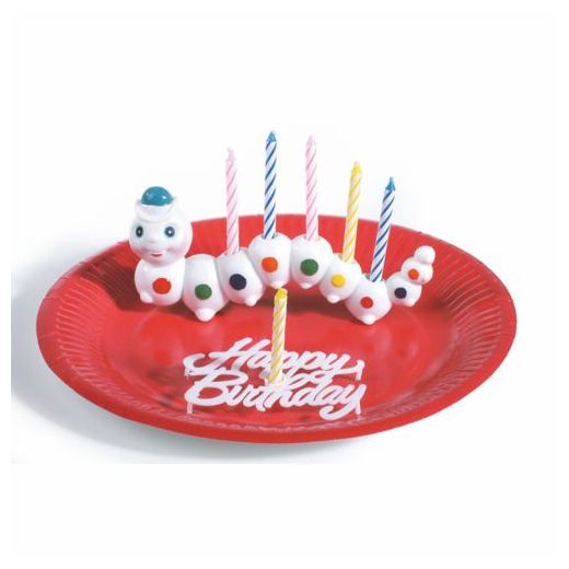 Houder voor verjaardagskaarsen 6,5 cm x 15 cm "Worm" met 6 Kaarsen 1