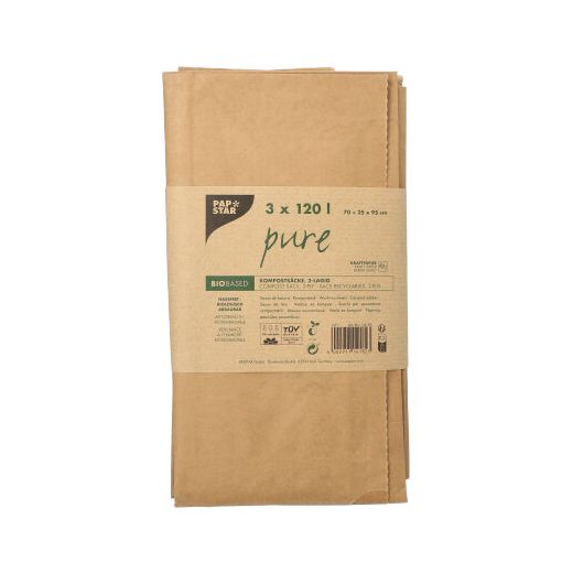 Compostzakken van papier 120 l, 95 cm x 70 cm x 25 cm bruin 1