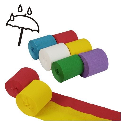 Crêpeslinger 10 m x 5 cm assorti kleuren watervast 1