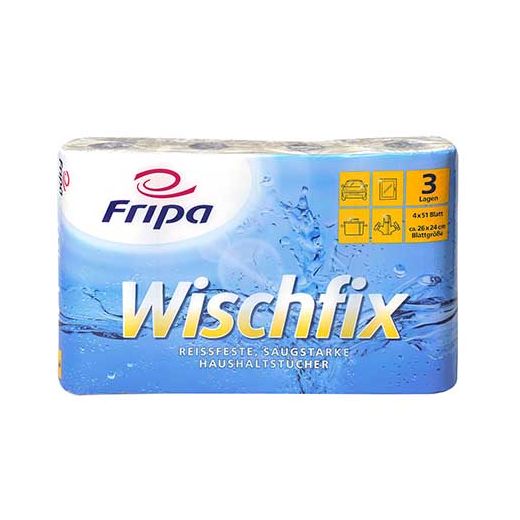 Fripa "Wischfix" keukenrollen, 3-laags keukenpapier, wit, 51 vellen per rol 1