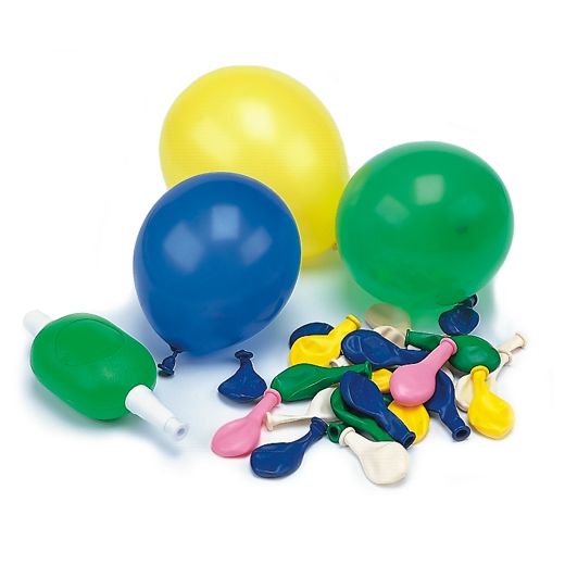 Ballonnen met pomp Ø 8,5 cm assorti kleuren 1