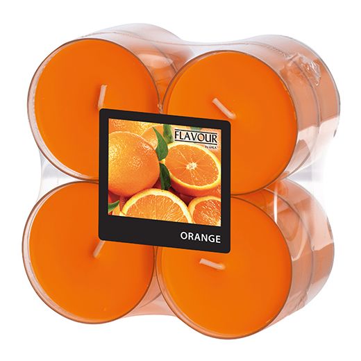 Maxi geurtheelichten, maxi geurende theelichten  "Flavour" Ø 59 mm · 24 mm oranje - geur sinaasappel 1