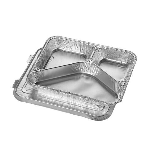 Menuschalen met deksel, aluminium 3-vaks 760 ml 3 cm x 17,7 cm x 22,5 cm 1