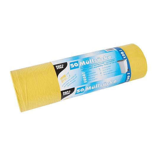 Industriezakken, LDPE 120 l 110 cm x 70 cm geel 1