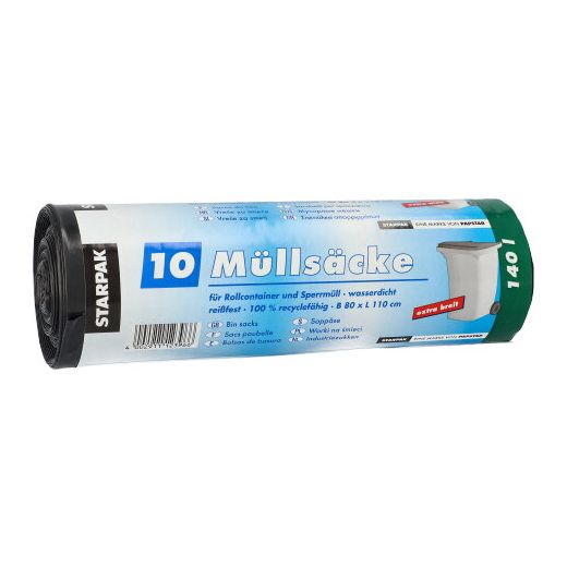 Industriezakken, LDPE 140 l 110 cm x 80 cm zwart 1