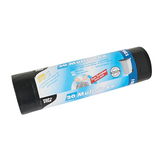 Industriezakken met treklint, LDPE 120 l 100 cm x 70 cm zwart 1