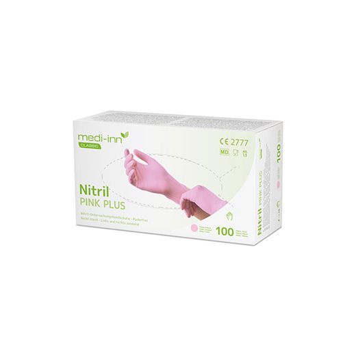 Handschoenen nitril poedervrij roze "Nitril Pink Plus" Maat S 1