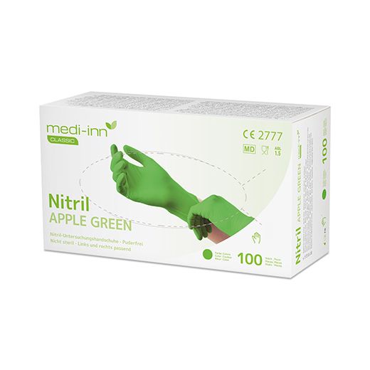 Handschoenen nitril poedervrij groen "Apple Green" XS 1