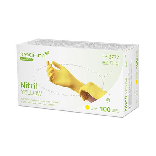 Handschoenen nitril poedervrij geel maat XL 1