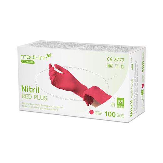 Handschoenen nitril poedervrij rood "Nitril Red Plus" Maat XL 1