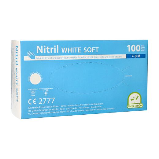 "Medi-Inn®" Handschoenen Nitril poedervrij "White Soft" wit M 1
