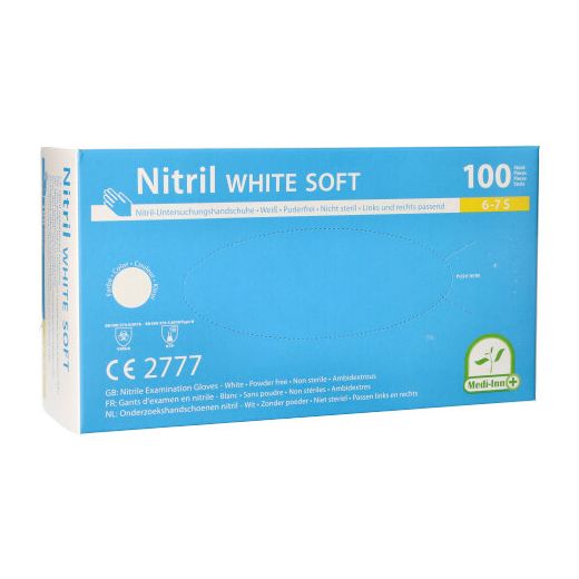 "Medi-Inn®" Handschoenen Nitril poedervrij "White Soft" wit Maat S 1
