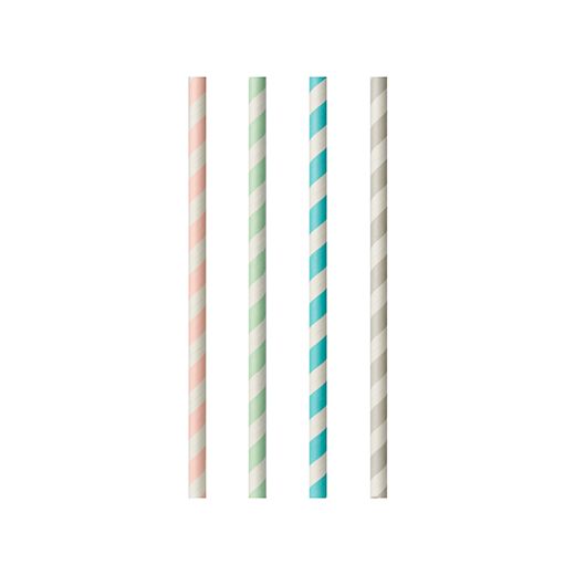 Gestreepte drinkrietjes, papier Ø 6 mm · 20 cm assorti kleuren "Stripes" 1