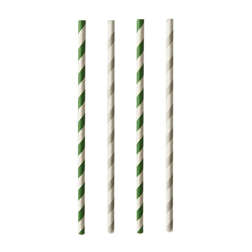 Drinkrietjes, papier Ø 6 mm · 20 cm assorti kleuren "Stripes" 1