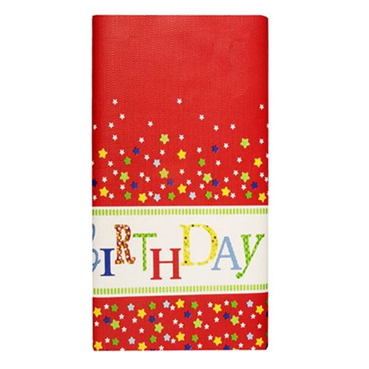Tafelkleed, papier 120 cm x 180 cm "Happy Birthday" met beschermingslaag 1