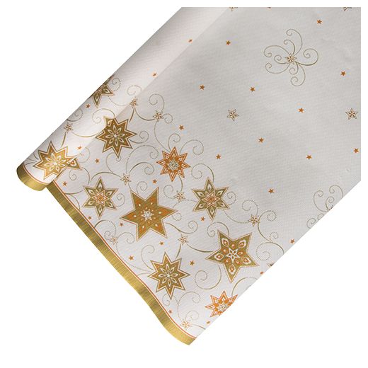 Tafelkleed, papier 6 m x 1,2 m wit "Just Stars" met beschermingslaag 1