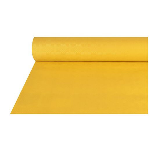 Tafelkleed papier met damastprint 50 m x 1 m geel 1