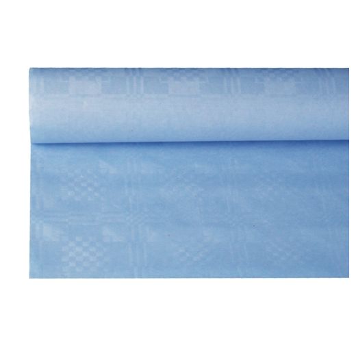 Tafelkleed papier met damastprint 8 m x 1,2 m lichtblauw 1