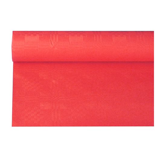 Tafelkleed papier met damastprint 6 m x 1,2 m rood 1