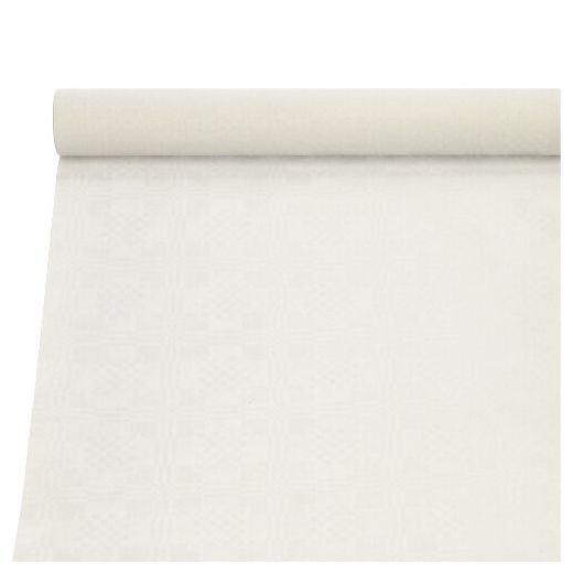 Tafelkleed papier met damastprint 10 m x 1 m wit 1