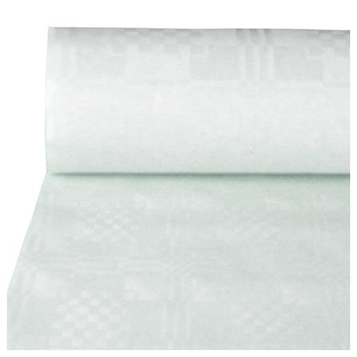 Tafelkleed papier met damastprint 100 m x 1 m wit 1
