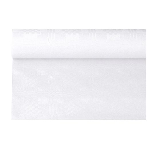 Tafelkleed papier met damastprint 6 m x 1,2 m wit 1