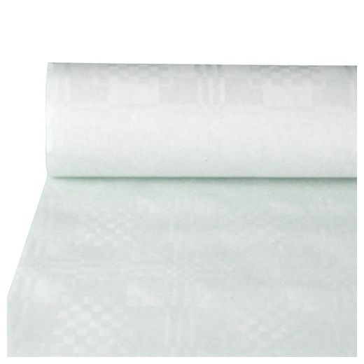 Tafelkleed papier met damastprint 50 m x 0,8 m wit 1