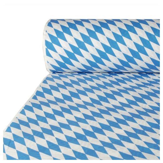 Tafelkleed papier met damastprint 50 m x 1 m "Beiers blauw" 1
