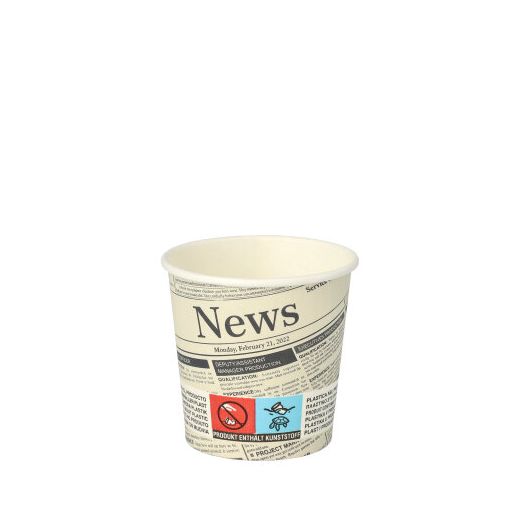 Kartonnen drinkbekers, papieren drinkbekertjes, karton "to go" ; 0,1 l met krantenmotief "Newsprint" 1