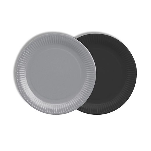 Borden, karton rond Ø 18 cm assorti kleuren - grijs/zwart 1