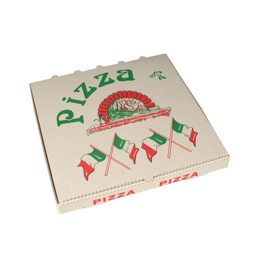 Pizzadozen, Cellulose plein 33 cm x 33 cm x 4 cm "Italienische Flagge" 1
