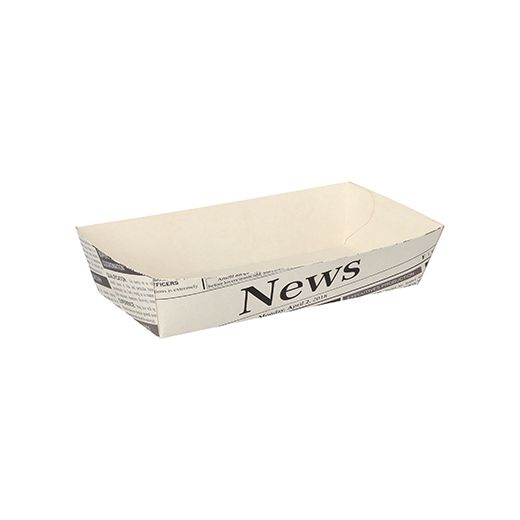 Snackbakje frietbakje karton 7 cm x 15 cm wit  FSC "Newsprint" 1