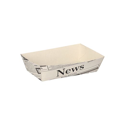 Snackbakje frietbakje karton 7 cm x 12 cm wit FSC "Newsprint" medium 1