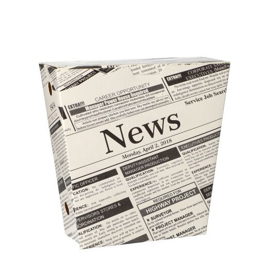 Friet Cones, friet scoops van kraft karton, 1200 ml, 14,5 cm x 11 cm "Newsprint" met klapdeksel, FSC®-gecertificeerd 1