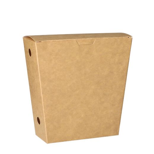 Friet Cones, kraft karton "pure" 1200 ml 4,3 cm x 14,5 cm x 11 cm bruin met vaste deksel 1