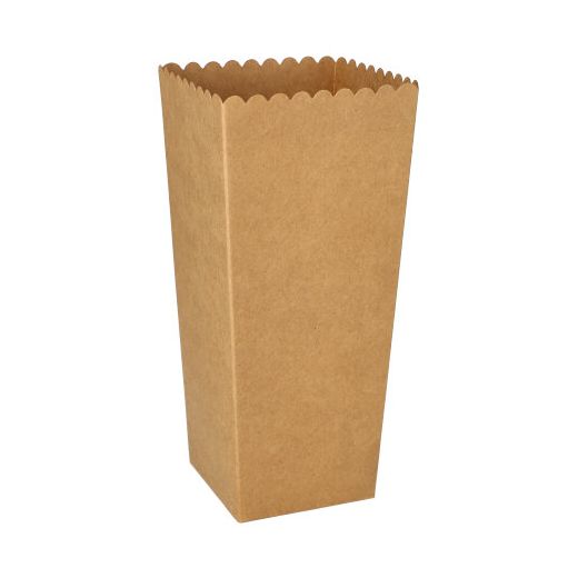 Kartonnen popcorn bakjes "pure" rechthoekig 19,7 cm x 7 cm x 7 cm bruin, popcorn beker small 1